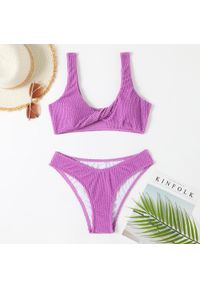 Intica - Bikini marszczone plażowe z wysokiej jakości materiału Zayna. Kolor: fioletowy. Materiał: materiał #1