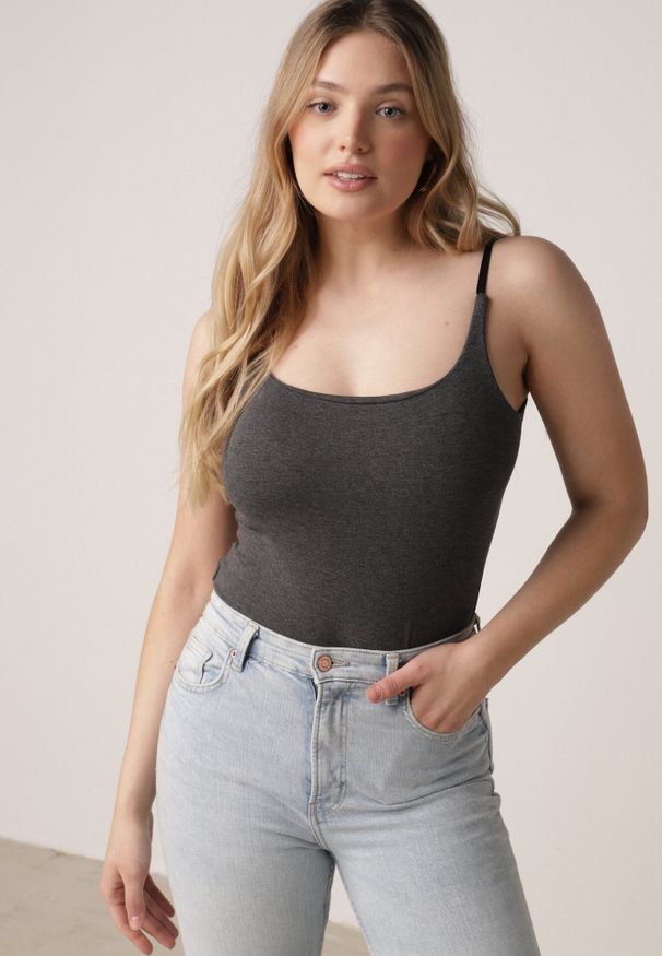 Born2be - Szary Wiskozowy Top z Podwójnymi Ramiączkami Hendrea. Okazja: na co dzień. Kolor: szary. Materiał: wiskoza. Długość rękawa: na ramiączkach. Styl: casual, elegancki