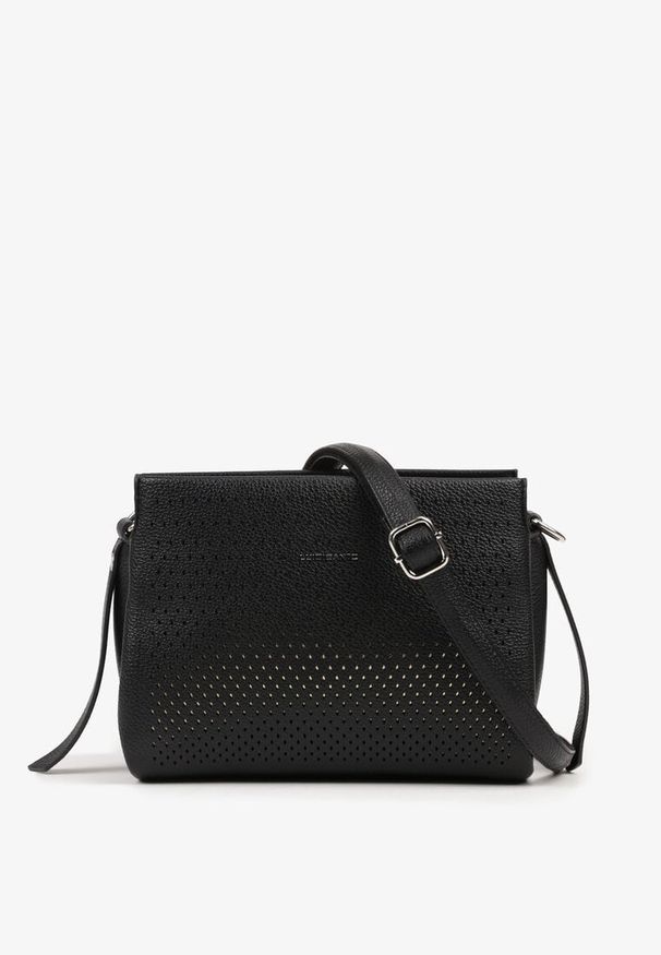 Born2be - Czarna Elegancka Torebka Listonoszka z Klapą Idemessa. Kolor: czarny. Styl: elegancki