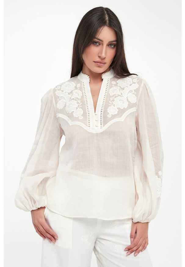 Twinset Milano - Bluzka damska z haftem TWINSET. Wzór: haft