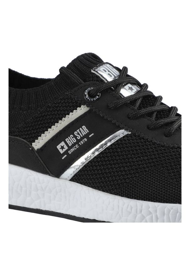Big-Star - Czarne Sneakersy Big Star Damskie Półbuty Lekkie. Zapięcie: sznurówki. Kolor: czarny. Materiał: materiał. Szerokość cholewki: normalna. Sport: fitness