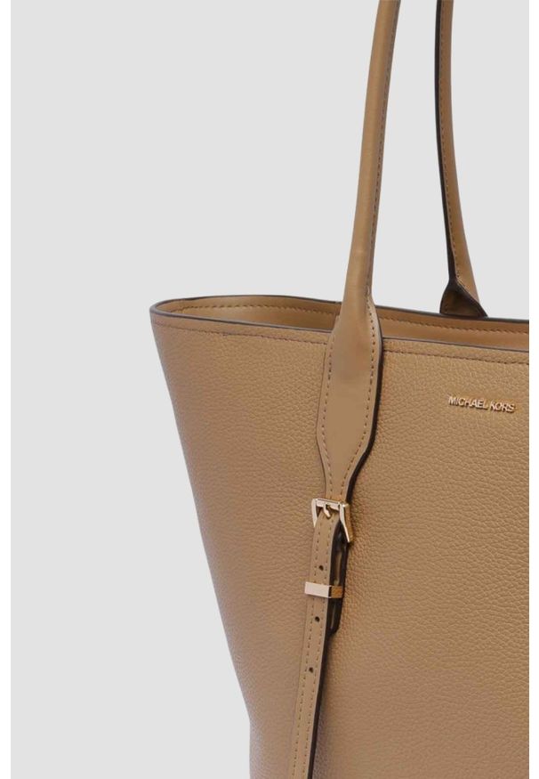 Michael Kors - MICHAEL KORS Brązowa shopperka ze skóry. Kolor: brązowy. Materiał: skórzane. Styl: casual, elegancki, klasyczny