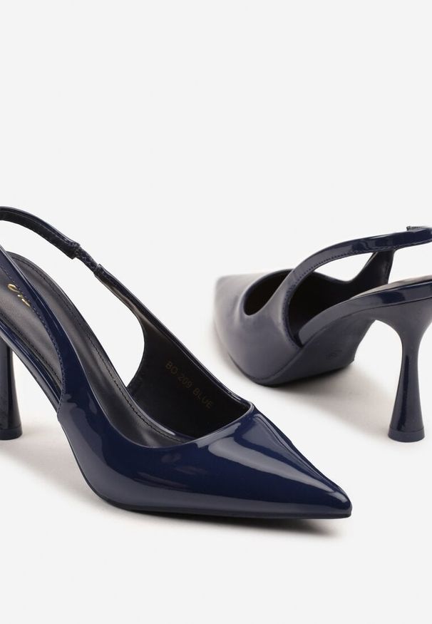 Born2be - Granatowe Sandały Szpilki Lakierowane Bez Pięty Tosellea. Okazja: na co dzień. Kolor: niebieski. Materiał: lakier. Obcas: na szpilce. Styl: elegancki, casual. Wysokość obcasa: średni