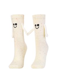 Beżowe Damskie Skarpety Friends Moraj. Kolor: beżowy. Materiał: bawełna. Wzór: kolorowy #1