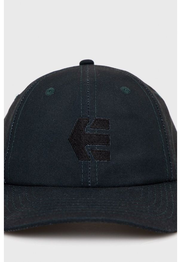 Etnies czapka kolor zielony z aplikacją. Kolor: zielony. Materiał: bawełna, materiał. Wzór: aplikacja