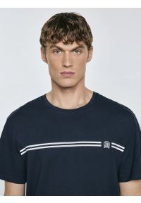 Big-Star - Koszulka męska z nadrukiem granatowa Misser 403. Okazja: na co dzień. Kolor: niebieski. Materiał: jeans, bawełna, skóra. Wzór: nadruk. Styl: casual #3