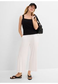 bonprix - Spodnie z dżerseju 7/8, z lejącej mieszanki wiskozy. Kolor: biały. Materiał: wiskoza, jersey #3