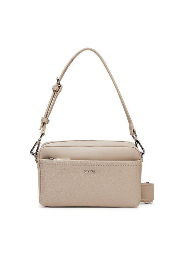 Calvin Klein Torebka Ck Must Aop Double Straps Camera LV04F3080G Brązowy. Kolor: brązowy. Materiał: skórzane
