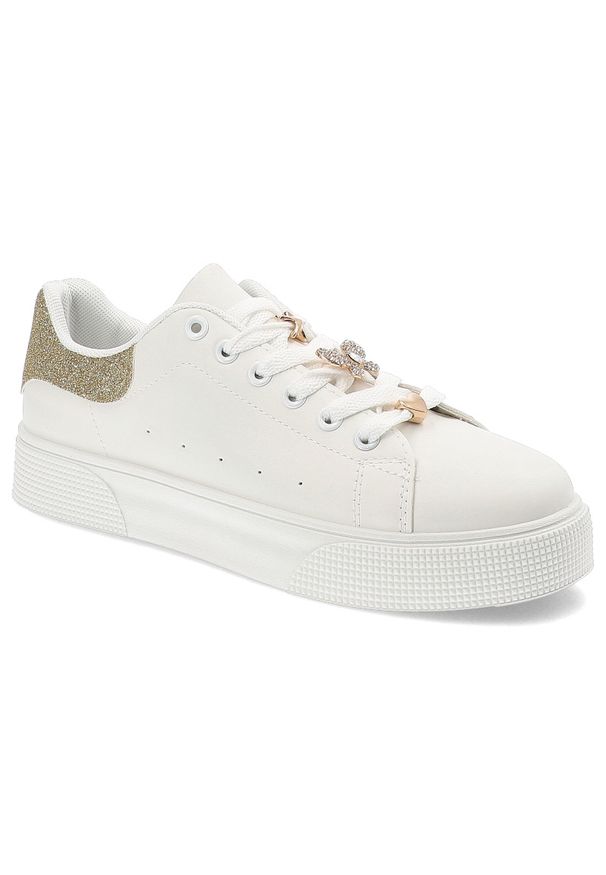 Złote Sneakersy Seastar Blue Modne Buty Damskie. Kolor: biały. Materiał: materiał