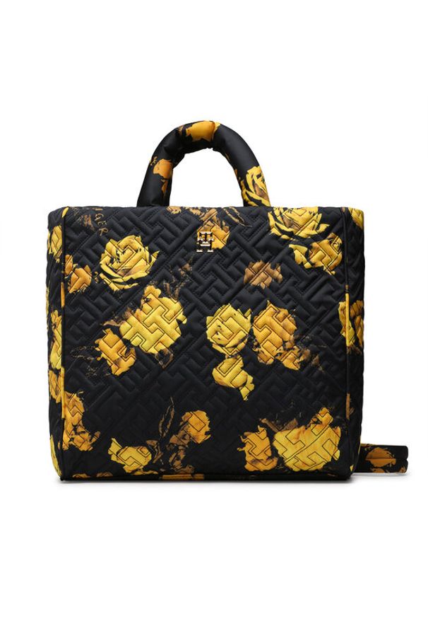 TOMMY HILFIGER - Tommy Hilfiger Torebka Flow Tote Floral AW0AW14380 Czarny. Kolor: czarny