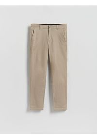 Reserved - Bawełniane spodnie slim fit - beżowy. Kolor: beżowy. Materiał: bawełna