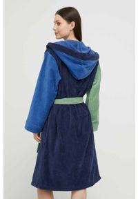 United Colors of Benetton szlafrok bawełniany kolor granatowy. Typ kołnierza: kaptur. Kolor: niebieski. Materiał: bawełna. Długość: długie #3
