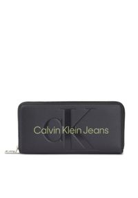 Calvin Klein Jeans Duży Portfel Damski Sculpted Mono Zip Around Mono K60K607634 Czarny. Kolor: czarny. Materiał: skóra #1