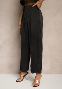 Renee - Czarne Spodnie High Waist o Eleganckim Fasonie z Prostą Nogawką Jenarwena. Okazja: na spotkanie biznesowe. Stan: podwyższony. Kolor: czarny. Styl: elegancki #5