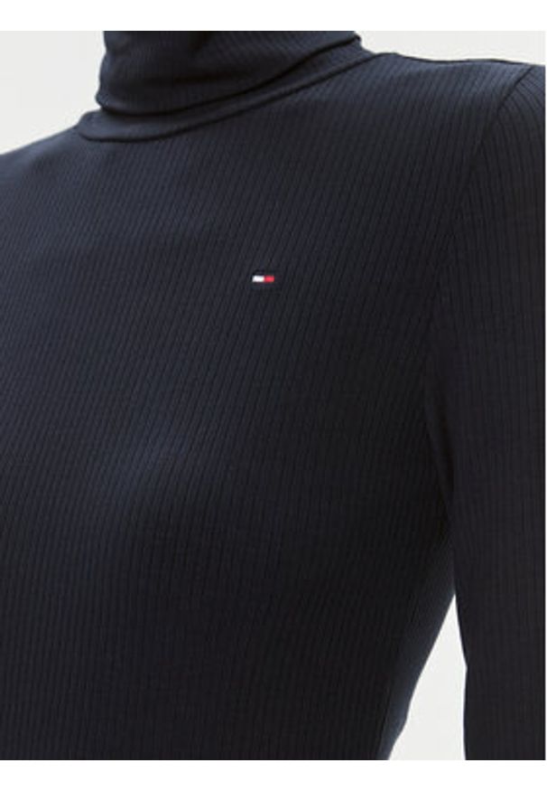 TOMMY HILFIGER - Tommy Hilfiger Golf 5x2 WW0WW39826 Granatowy Slim Fit. Typ kołnierza: golf. Kolor: niebieski. Materiał: wiskoza