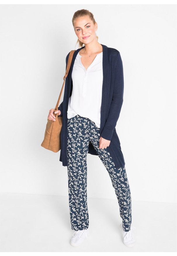 bonprix - Spodnie z dżerseju z mieszanki wiskozy. Kolor: niebieski. Materiał: jersey, wiskoza