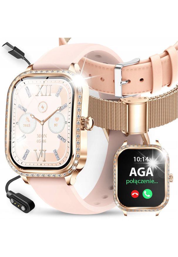 Smartwatch JG Smart SMARTWATCH DLA KOBIETY DAMSKI ZEGAREK ROZMOWY MENU POLSKIE PULS + 3 PASKI. Rodzaj zegarka: smartwatch