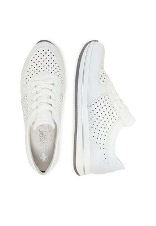 Rieker Sneakersy N4515-80 Biały. Kolor: biały. Materiał: skóra