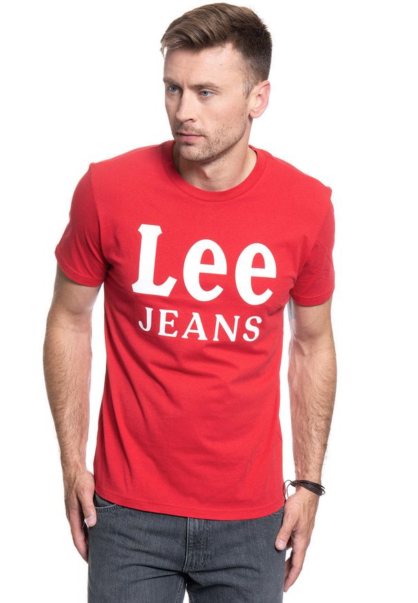 Lee - LEE LEE JEANS TEE BRIGHT RED L62BFQEF. Kolor: czerwony. Materiał: jeans