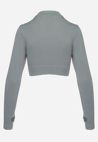 Born2be - Szara Bluzka Zapinana na Suwak z Wycięciem przy Ściągaczu Aisllain. Kolor: szary. Styl: elegancki #7