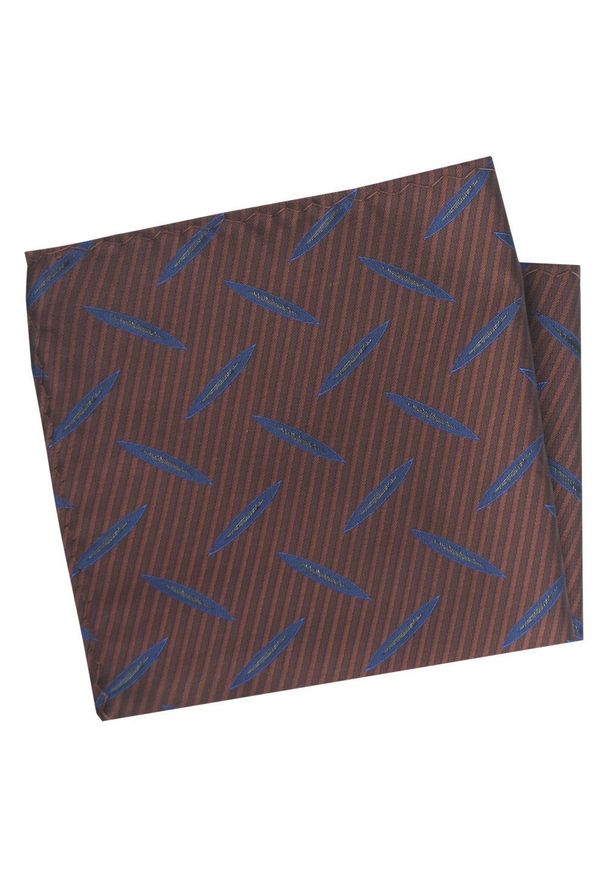 Poszetka Męska, Elegancka - Alties - Brązowa w Geometryczny Wzór. Kolor: brązowy, beżowy, wielokolorowy. Materiał: poliester. Wzór: geometria