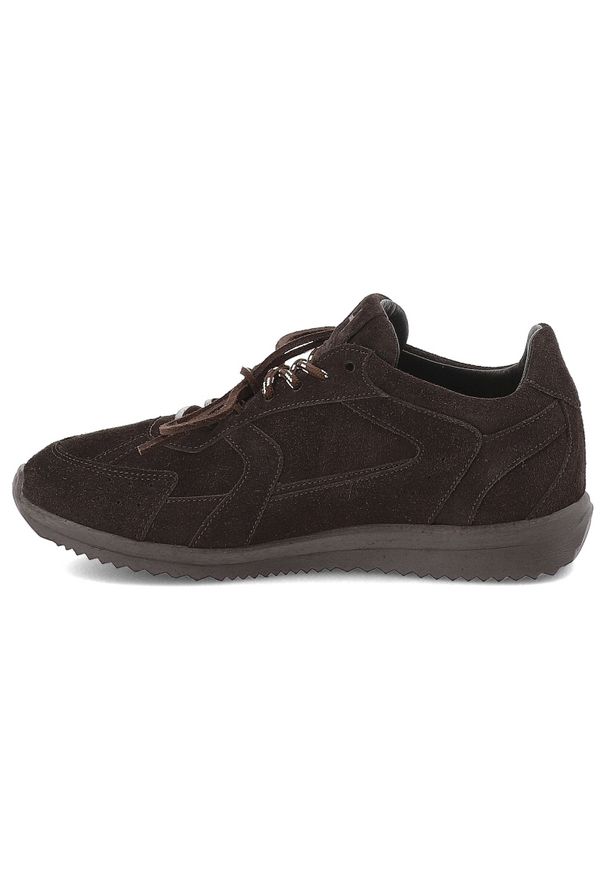 CheBello - Sneakersy damskie Chebello, na płaskiej podeszwie skórzane sznurowane i z okrągłym noskiem, brązowe, 4861. Okazja: na co dzień. Nosek buta: okrągły. Kolor: brązowy. Materiał: skóra. Szerokość cholewki: normalna. Obcas: na płaskiej podeszwie. Styl: elegancki, casual