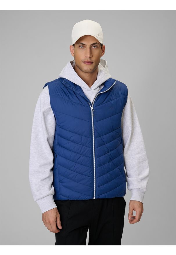 4f - 4F Bezrękawnik z wypełnieniem syntetycznym męski - granatowy 3XL. Typ kołnierza: kołnierzyk stójkowy. Kolor: niebieski. Materiał: syntetyk. Długość rękawa: bez rękawów