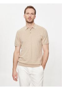 Selected Homme Polo Berg 16092437 Beżowy Regular Fit. Typ kołnierza: polo. Kolor: beżowy. Materiał: bawełna