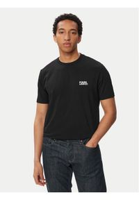 Karl Lagerfeld - KARL LAGERFELD T-Shirt 755781 563235 Czarny Regular Fit. Typ kołnierza: dekolt w karo. Kolor: czarny. Materiał: bawełna #1