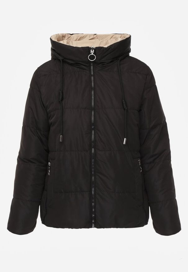 Renee - Jasnobeżowa Pikowana Kurtka Dwustronna Wykończona Sznurkami Atitoria. Okazja: na co dzień. Kolor: beżowy. Materiał: jeans. Styl: casual, klasyczny