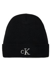 Calvin Klein Jeans Czapka Minimal Monogram Beanie K60K611542 Czarny. Kolor: czarny. Materiał: materiał