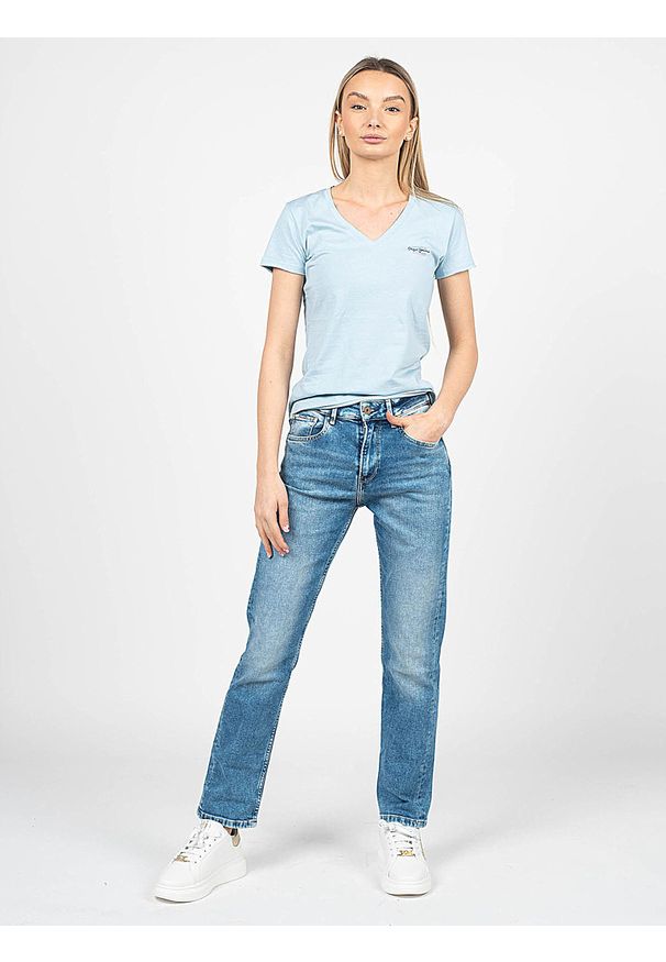 Pepe Jeans Jeansy "Mary" | PL204164HI50 | Mary | Kobieta | Niebieski. Okazja: na co dzień. Stan: podwyższony. Kolor: niebieski. Wzór: aplikacja, haft. Styl: casual