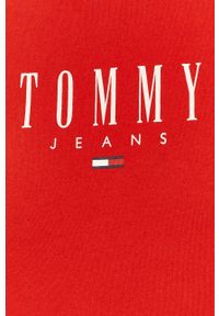 Tommy Jeans - Sukienka. Okazja: na co dzień. Kolor: czerwony. Materiał: bawełna, dzianina. Wzór: nadruk, aplikacja. Typ sukienki: proste, oversize. Styl: casual. Długość: mini #5