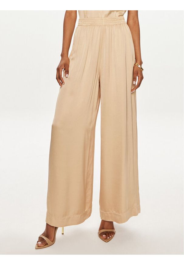 ViCOLO Spodnie materiałowe TB0034 Beżowy Relaxed Fit. Kolor: beżowy. Materiał: wiskoza