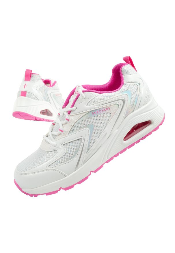 skechers - Buty sportowe damskie Skechers Uno-So Wavy. Kolor: biały, wielokolorowy, różowy. Materiał: skóra ekologiczna, tkanina. Szerokość cholewki: normalna. Wzór: aplikacja