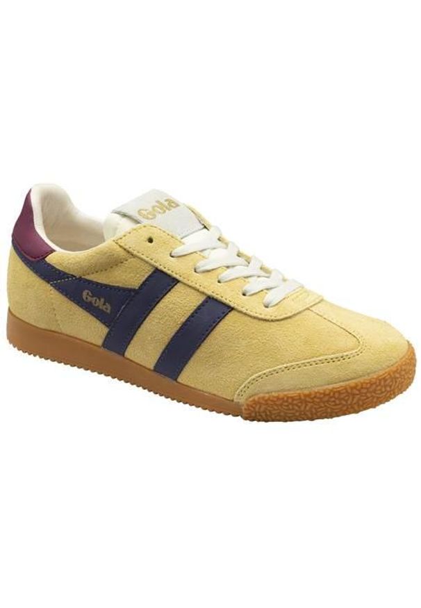 Buty do chodzenia damskie Gola Elan 2025. Zapięcie: sznurówki. Kolor: żółty. Materiał: skóra, guma, tkanina, zamsz. Szerokość cholewki: normalna. Sport: turystyka piesza