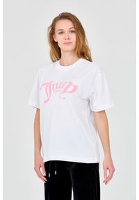Juicy Couture - JUICY COUTURE Biały t-shirt damski Amanza. Kolor: biały. Materiał: bawełna #3