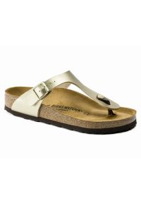 Birkenstock - BIRKENSTOCK GIZEH BF Klapki damskie. Okazja: na co dzień. Kolor: złoty. Materiał: materiał, skóra. Styl: wakacyjny, elegancki, casual, klasyczny #2