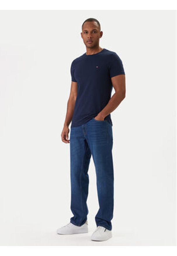TOMMY HILFIGER - Tommy Hilfiger T-Shirt MW0MW10800 Granatowy Slim Fit. Kolor: niebieski. Materiał: bawełna