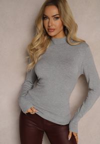 Renee - Szary Sweter z Półgolfem i Ozdobnymi Guzikami Delahra. Okazja: na co dzień. Kolor: szary. Materiał: jeans. Styl: elegancki, casual #5