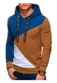 Ombre Clothing - Bluza męska z kapturem - ruda/niebieska B1050 - XXL. Okazja: na co dzień. Typ kołnierza: kaptur. Kolor: niebieski. Materiał: bawełna, elastan. Styl: casual, klasyczny #5