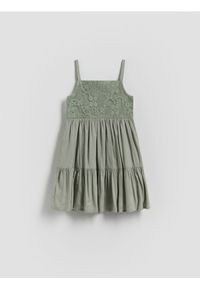 Reserved - Wiskozowa sukienka - oliwkowy. Kolor: oliwkowy. Materiał: wiskoza