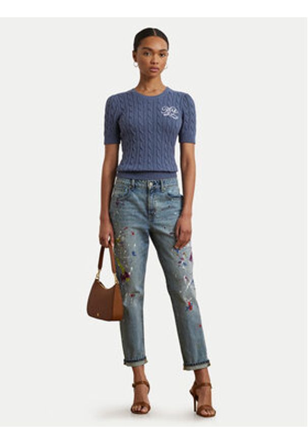 Lauren Ralph Lauren - LAUREN RALPH LAUREN Sweter 200976989001 Niebieski Slim Fit. Kolor: niebieski. Materiał: bawełna