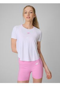 4f - 4F Koszulka treningowa regular szybkoschnąca damska - biała XL. Kolor: biały. Materiał: skóra, włókno. Sport: fitness #1