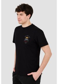 Aeronautica Militare - AERONAUTICA MILITARE Czarny bawełniany męski t-shirt Short Sleeve, Rozmiar XXL. Kolor: czarny. Materiał: bawełna #4