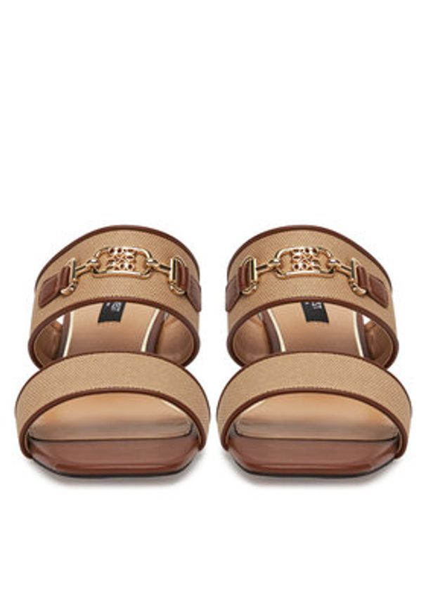 Nine West Klapki 2560-01 Beżowy. Kolor: beżowy. Materiał: materiał, syntetyk, skóra