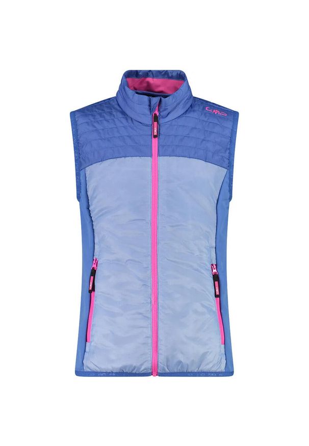 Dziewczęca kurtka puchowa bez rękawów CMP. Kolor: niebieski. Materiał: puch. Długość rękawa: bez rękawów. Sezon: zima. Sport: narciarstwo
