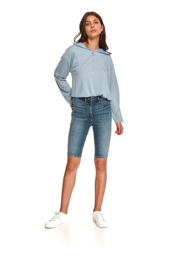 TOP SECRET - Jeansowe spodenki damskie do kolan. Kolor: niebieski. Materiał: jeans. Długość: do kolan. Sezon: jesień
