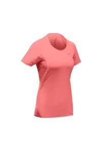 quechua - Koszulka turystyczna z krótkim rękawem damska Quechua MH500. Kolor: różowy. Materiał: elastan, poliamid, poliester, materiał. Długość rękawa: krótki rękaw. Długość: krótkie
