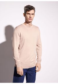 Ochnik - Beżowy sweter męski basic. Okazja: na co dzień. Kolor: beżowy. Materiał: materiał. Długość: długie. Styl: casual #3